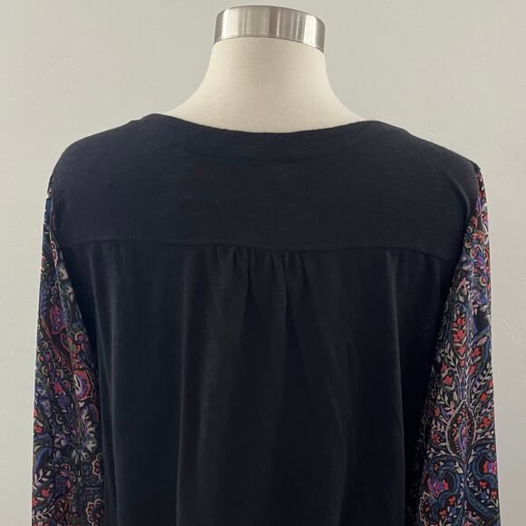 Anthropologie Akemi + Kin Maybelle Paisley Balloon Tied-Sleeve Top Black Medium - Picture 10 of 10